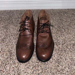 Nunn Bush Brown Leather Chukka Wingtip Boots